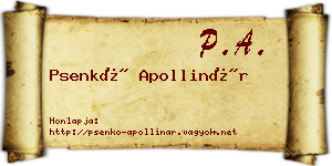 Psenkó Apollinár névjegykártya