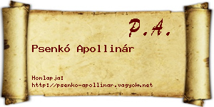 Psenkó Apollinár névjegykártya